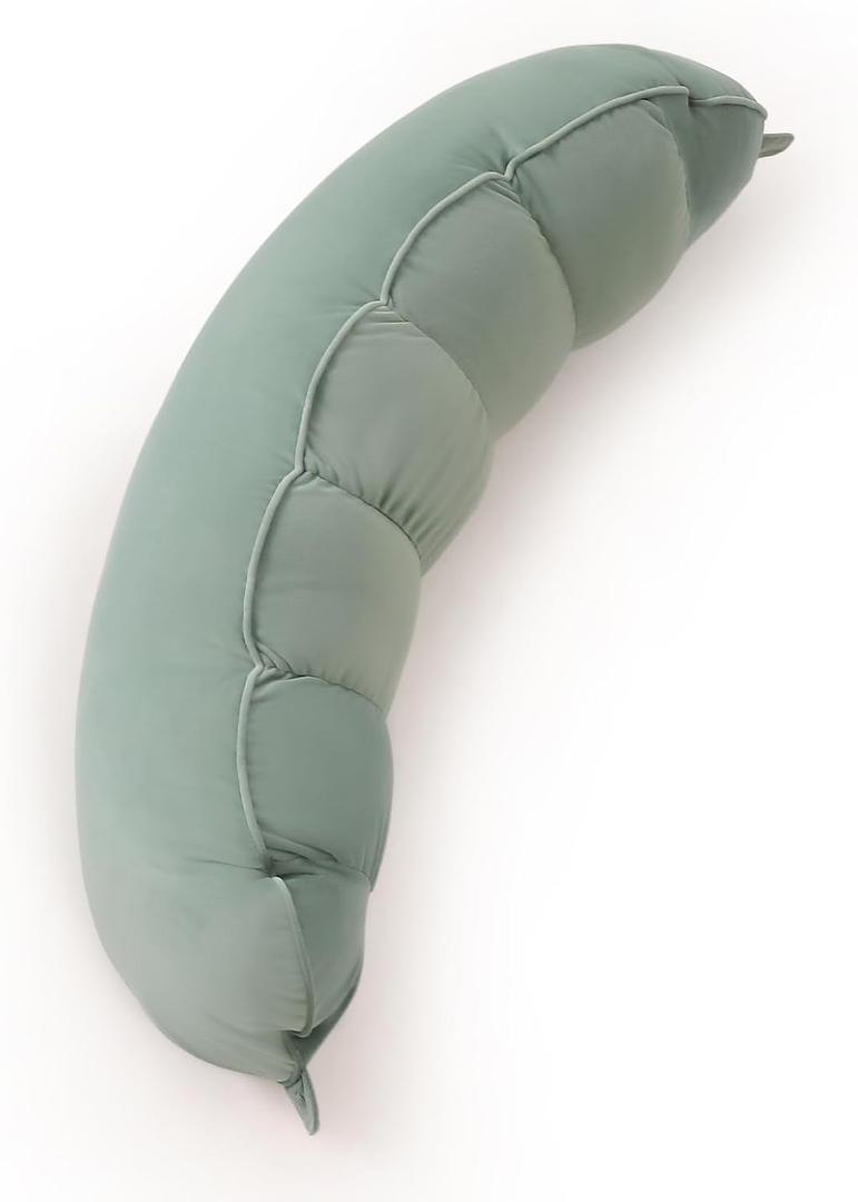 Peallow(Pat. Pend)  Long Round Body Pillow for Adults, Bolster Pillow for Sleeping, Soft and Supportive Pillow for Sleeping & Lumbar Support (29.5", Willow Green)