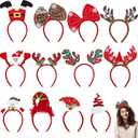 MNKXL 12PCS Christmas Headbands for Adults Bulk,Xmas Headwear Party Favors for Women,Santa Hat Headband