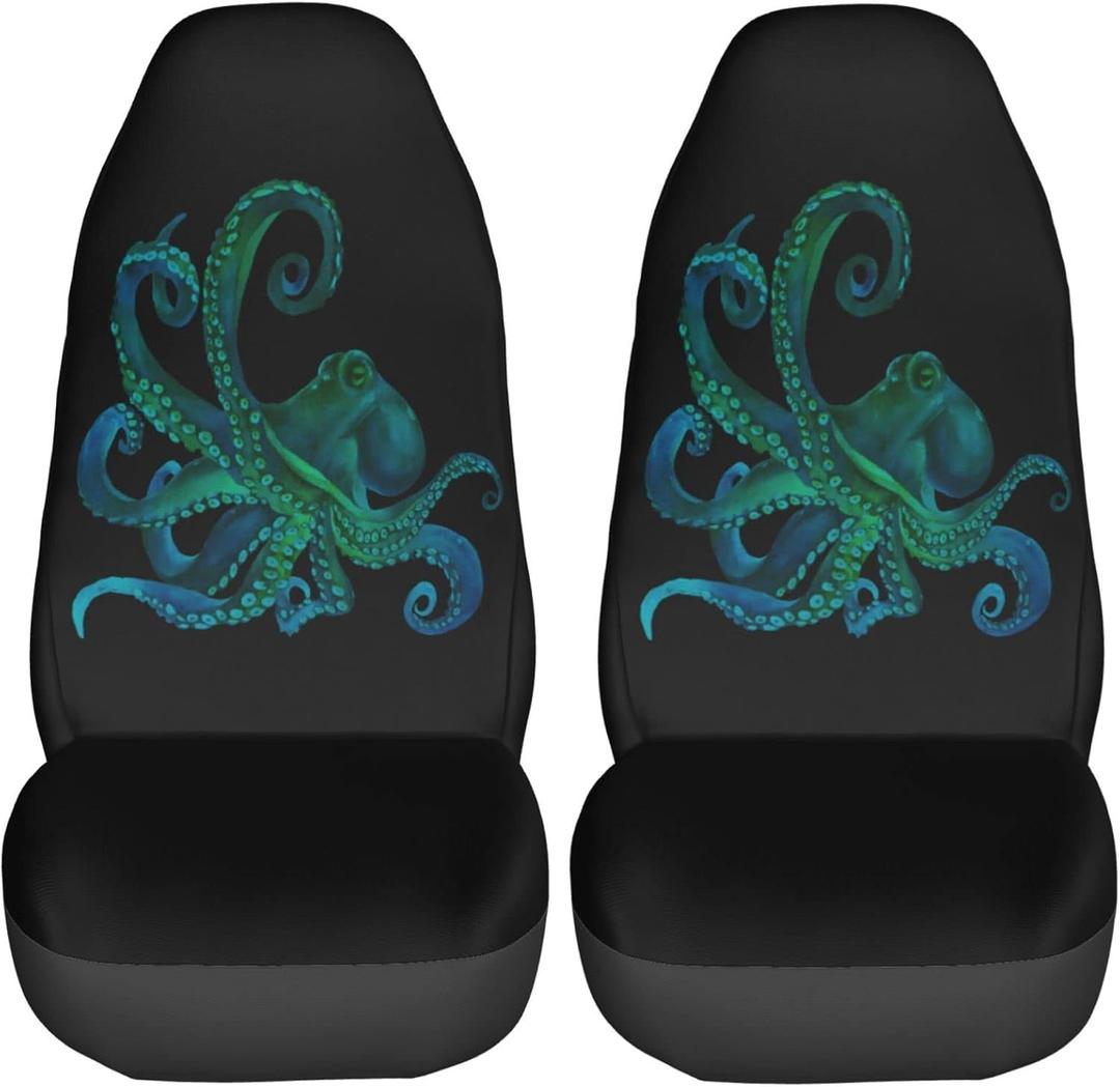Foruidea Watercolor Octopus Car Seat Covers Universal 2 Pcs Auto Front Seat Cover Fit Most Cars,SUV,Sedan,Trucks