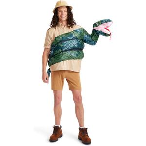 Tipsy Elves Funny Zoo Keeper Halloween Costume Shirt with Green Boa Constrictor Stuffed Animal Style Arm Puppet for Men (Medium)