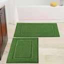 SHACOS Green Bathroom Rugs Sets 2 Piece 20x32 inch, Non Slip Bathroom Rug Microfiber Washable Bath Mat, Soft Fluffy Water Absorbent Bath Mat Set of 2, Olive Green