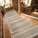 COSY HOMEER Soft Stair Treads Non-Slip Carpet Mat 28inX9in Indoor Stair Runners for Wooden Steps,Stair Rugs for Kids and Dogs, 100% Polyester TPE Backing 4pcs,Beige
