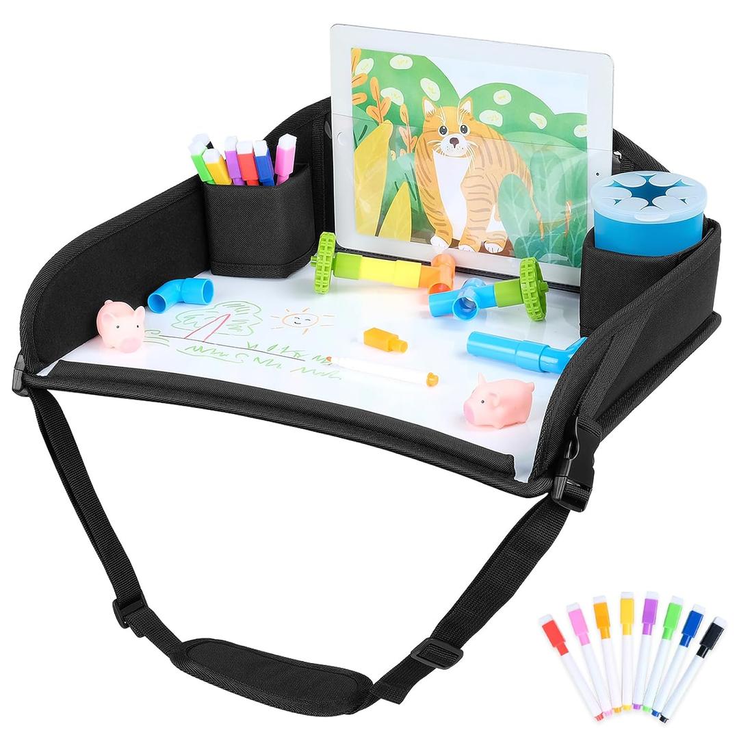 COOLBEBE Kids Travel Tray for Toddler Car Seat, Lap Tray, Carseat Table Tray for Kids, Travel Tray for Airplane, Black