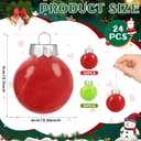 24 Pcs Christmas Balls Ornament 2.5 Inch Hanging Red Green Christmas Feather Balls for Xmas Tree Decorations Home Indoor Outdoor Holiday Party Decor