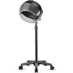 Hooded Hair Dryer, Adjustable Stand Hair Dryer on Wheels, Professional Ionic Bonnet Dryer with 3 Temperature Settings, for Salon, Spa or at Home Use (Grey)
