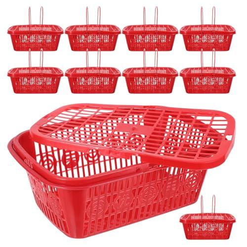 SEWOART Mini Fruit Basket with Lid 8.46X5.70X3.14In Plastic Berry Picking Basket Vented Produce with Handle for Garden Harvest Fridge Storage and Outdoor Use