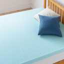 Best Price Mattress 3 Inch Ventilated Memory Foam Mattress Topper, Cooling Gel Infusion, CertiPUR-US Certified, Short Queen, Dorm Essentials, Blue