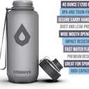 Embrava 40 oz Water Bottle - Large BPA Free Sports Bottle for Gym Hiking - Wide Mouth Leak Proof Fast Flow - Durable Reusable Tritan Plastic - Carry Ring - Sport Water Bottles for Men Women