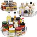 LAMU 3 Pack Lazy Susan Organizer Turntable for Cabinet, Rotating Condiment Organizer for Kitchen Pantry Organizers and Storage, Table Top, Fridge, Countertop, Spice Organization, 9.25'' 10.6'' 12'' (Clear)