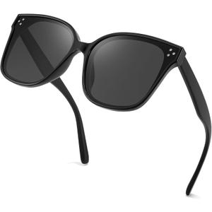FEISEDY Oversized Polarized Sunglasses - UV400 Protection, Square Fashion Sun Glasses for Outdoor & Daily B2600 (Obsidian)