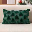 Allorry Christmas Lumbar Pillow Cover 12x20 Christmas Decorations Soft Plush Faux Fur Wool Green Xmas Tree Throw Pillow Covers Winter Xmas Home Bedroom Sofa Decor PT-018A12