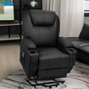 Flamaker Power Lift Recliner Chair Electric Lift Recliner for Elderly Power Lift Recliner Chair with Cup Holders Side Pockets for Living Room (Leathaire, Black)