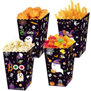 12PCS Boo Popcorn Boxes A Little Boo Is Due Baby Shower Decorations Ghost Goodie Box For Baby Shower Baby Girls Halloween Decorations