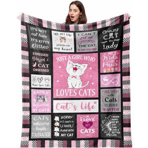 Cat Blanket Gifts 50"x60", Cat Gifts for Women, Cat Lover/Mom/Lady Gifts