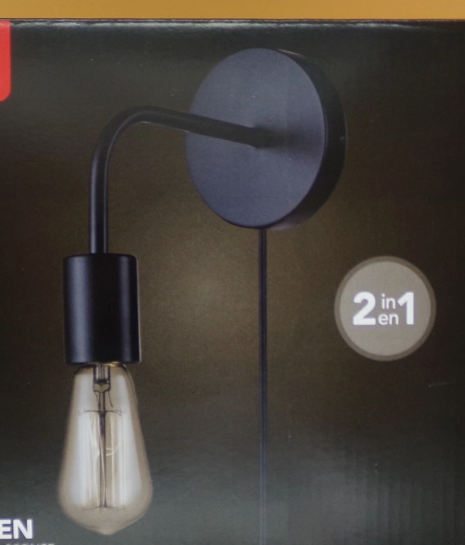 Globe Electric Holden 1-Light Matte Black Plug-In or Hardwire Wall Sconce