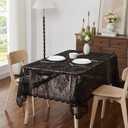 LinenZone Beautiful Oblong Lace Tablecloth with Elegant Scalloped Bottom for Any Special Event Such as Wedding, Birthday Party, Baby Shower, Anniversary. for 10-12 People. (Luna TC 60 x 120, Black) (120" x 60" (Rectangular))