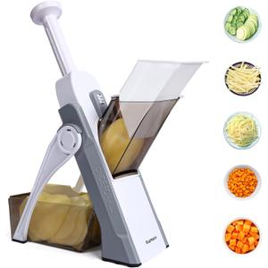 SupMaKin Safe Mandoline Slicer for Kitchen, Vegetable Food Potato Chip Slicer Maual Adjustable Thickness, Chopping Artifact Fast Veggie Salad Chopper Light Gray