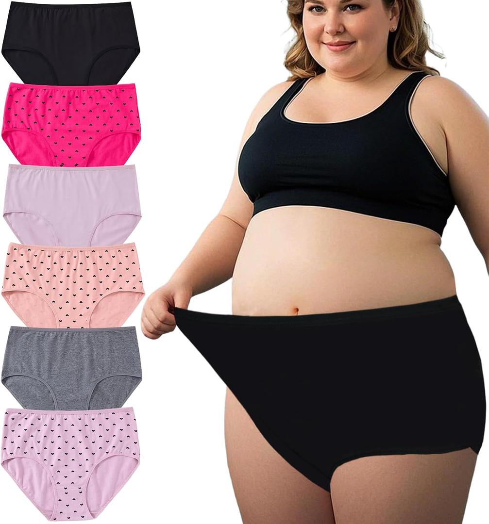 Women's Cotton Plus Size Underwear Ladies Panties Briefs 6 Pack Ladies Underwear (XL)