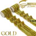 2 x MEEDEE Gold Frayed Velvet Ribbon 2 Inch Crinkle Raw Edge Silk Ribbons 2 Rolls 4 Yards Antique Gold Crushed Ribbons Gold Velvet Ribbon for Christmas Tree, Gift Wrapping, Holiday Decor
