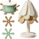 Tree Trivets for Hot Dishes Set of 3, Silicone Trivets for Hot Pots and Pans, Flower Shape Heat Resistant Holder Mat, Tree Coasters Hot Pads for Countertops Kitchen Decorative