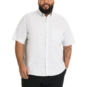 Van Heusen Men's Big and Tall Wrinkle Free Short Sleeve Button Down Shirt, No-Tuck Length, Comfortable Stretch Fabric (White, XXLT)