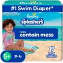 Pampers Swim Diapers  Splashers  Size 5+, 17 Count, GapFree Disposable Baby Swimming Pants