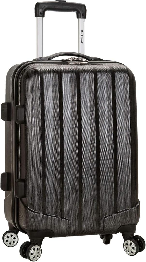 Rockland Melbourne Hardside Expandable Luggage with Spinner Wheels, Metallic, Carry-On 20"