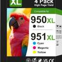 950xl and 951xl Ink Cartridges Combo Pack Replacement for HP 950 951 Ink Cartridges Combo Pack Works for HP Officejet Pro 8600 8610 8620 8630 8100 8615 Printers (4 Pack) Black Cyan Magenta Yellow