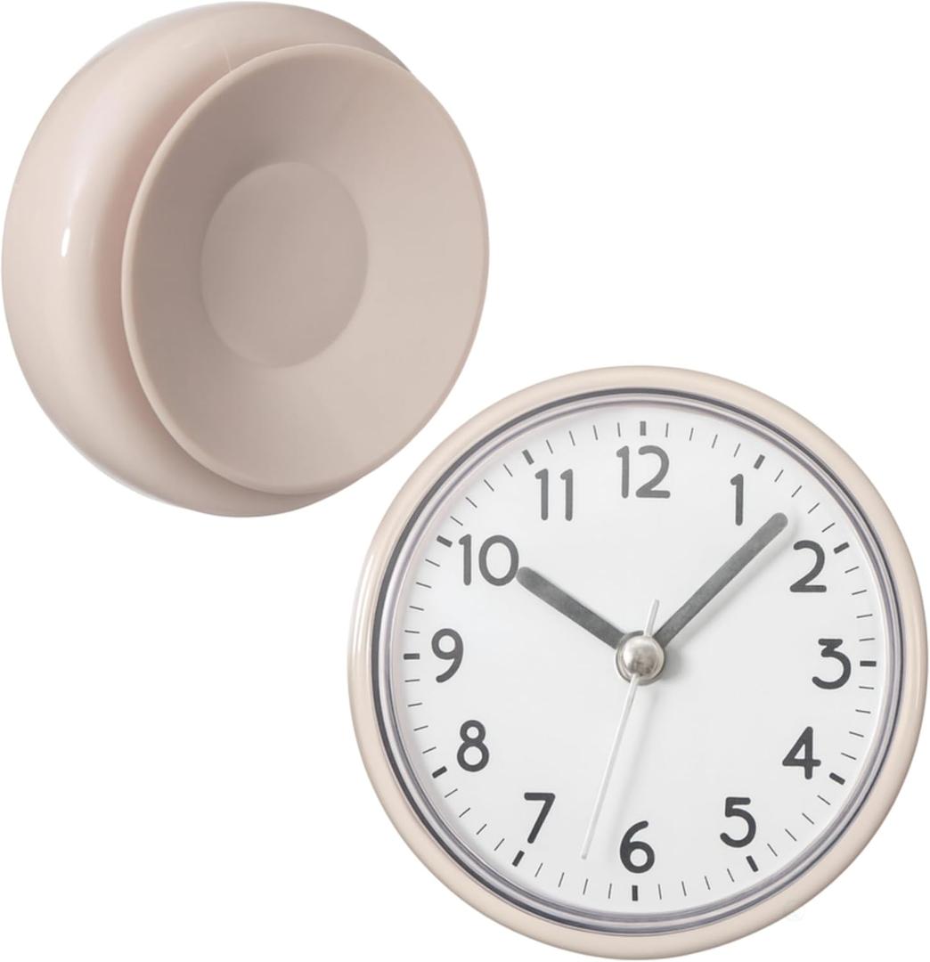 Clockswise 3-Inch Waterproof Wall Mount Bathroom Shower Clock Fog-Free Compact Design with Strong Suction Cup and Clear Easy-to-Read Display Modern Style Accessory for Bathing & Daily Routines, White