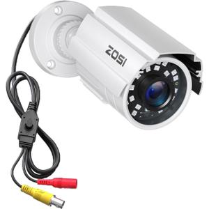 ZOSI 1080P HD 1920TVL Hybrid 4-in-1 TVI CVI AHD 960H CVBS CCTV Security Camera,80ft Night Vision,2MP Weatherproof Aluminum Metal Bullet Camera for 960H,720P,1080P,5MP,4K Analog Surveillance DVR-White