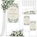Blulu 3 Pack Wedding Sign Holder Adjustable Metal Wedding Sign Stand with 8 Leather Straps Floor Display Easel Stand for Welcome Seating Chart Ceremony Reception Decor(White)