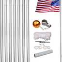 20 FT Heavy Duty 14 Gauge Tapered Commercial Flagpole Outdoor Sectional 2.5 inch Butt Residential Flag pole Windstrong 3x5 US Nylon Flag Sewn Stars Sewn Stripes Hardware for holding two Flags included