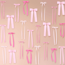 40Pcs Pink Bow Wall Decor, DIY Bow Photo Backdrop, Ribbon Bows Garland, Pink Bows Party Decor for Women Girls Birthday, Baby Shower, Bachelorette Wedding Party, Room Bedroom Valentines Day Decor
