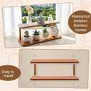 Yalikop 15.3'' 2 Tier Matcha Station Shelf Coffee Station Organizer Waterproof Bamboo Mug Holder Countertop Desk Flower Pot Holder Plant Stand Shelf Tea Coffee Bar Accessories for Kitchen Living Room