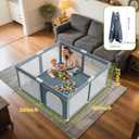 Foldable Baby Playpen - 50"×50" Collapsible Play Pen for Babies and Toddlers - Indoor Outdoor Play Pen with 4 Handles - Folding Baby Playpen with Carry Bag Portable Travel Play Yard