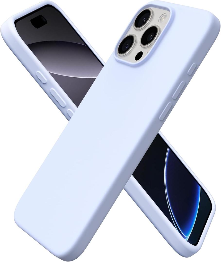 ORNARTO Compatible with iPhone 16 Pro Max Case 6.9", Slim Liquid Silicone 3 Layers Soft Gel Rubber Shockproof Protective Case with Anti-Scratch Microfiber Lining-Baby Blue