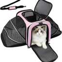 Double Expandable Cat Carrier,Airline Approved Soft-Sided Pet Travel Carrier for Small Dogs Cats under 15 lbs,Waterproof 600D Oxford Fabric with Washable Replacement Liner,Odor-Free & Claw-Proof(Pink)