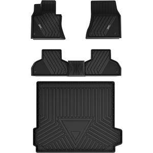 3W BMW X5 Floor Mats & Cargo Liner Fit for BMW X5 2014 2015 2016 2017 2018, TPE All-Weather Custom Fit Full Set Harmless Heavy Duty Floor Liner and Trunk Mat Car Accessories