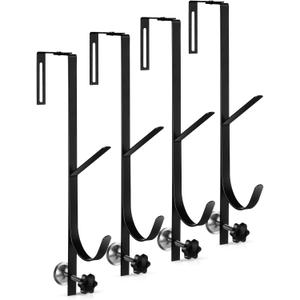 Reallnaive 4 Pack Pool Fence Hooks Equipment Above Ground Swimming Accessories Adjustable Fence Hangers for Pool Hose Skimmer Garden Tool Organizer Fits 1.2 Inch to 3.5 Inch Railing (Black)