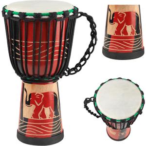 Wood Djembe Drum African Drums for Adults 8.5'' x 16'', Carved
