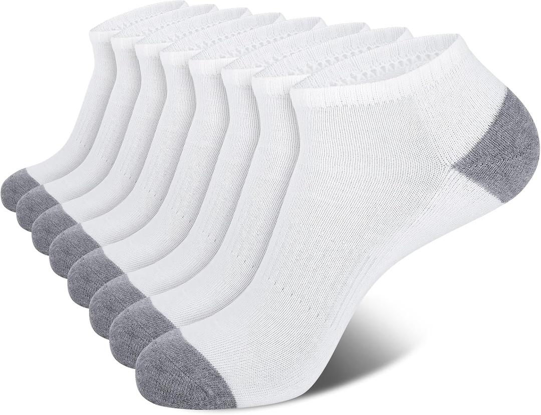 Eallco 8 Pairs Mens Ankle Socks Low Cut Socks for Men Short Socks Size 10-13 Black