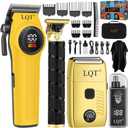 Professional Hair Clippers for Men, Cordless Hair Clipper and Trimmers Set with Electric Dual Foil Shaver & Nose Trimmer,LED Display,All-in-One Grooming Kit for Home,Barber & Travel, Gifts for Men