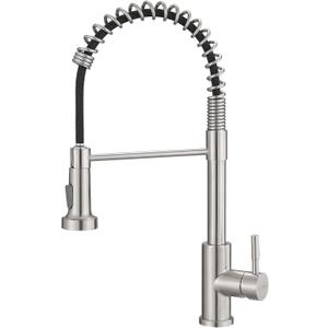 GIMILI Kitchen Faucet with Pull Down Sprayer Single Hole Stainless Steel Sink Faucet, Suitable for Farmhouses, RV, Laundry Room, Outdoor, and Campers. Llave para fregadero de cocina Brushed Nickel