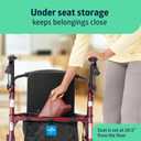 Medline Steel Rollator Walker with Seat, Burgundy, 350 lb. Weight Capacity, 6 Wheels, Foldable, Adjustable Handles, Rolling Walker for Seniors, Walker for Mobility Impaired