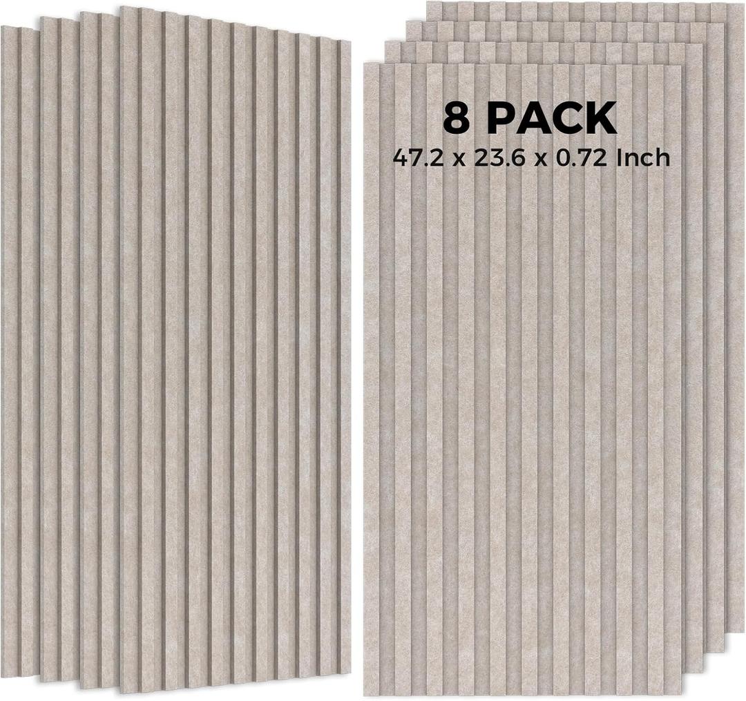 Acoustic Panels, 8 Pack Soundproof Panels,47.2”x23.6”x0.72”,Camel
Dual-Layer Thickness 0.72”,High-Density Sound Panels Noise Reducing for Walls,Sound Dampening Panels for Echo Absorption