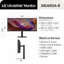LG 34U650A-B 34-inch UltraWide WQHD (3440 x 1440) IPS Curved Wide Computer Monitor, 100Hz, HDR10, Built-in Speaker, HDMI, DisplayPort, USB Type-C PD 96W, Tilt/Height/Swivel Adjustable Stand, Black