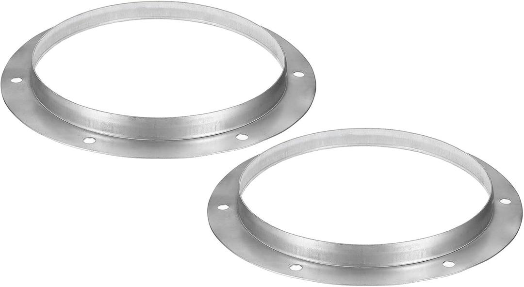 PATIKIL 8" Duct Connector Flange, 2 Pack Metal Straight Pipe Exhaust Flange Duct Mounting Plate for Heating Cooling Ventilation HVAC System