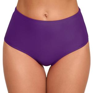 Halcurt Women's High Waisted Swim Bottoms Swimsuit Full Coverage Bikini Bottoms (Large, Purple)