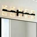 Black LED 3000K Bathroom Light Fixture, Modern 5-Lights Vanity Lighting with Smoke Acrylic Shades, Wall Lamp Over Mirror for Kitchen Bedroom Dress Table (Integrated Led Chips Included)