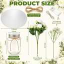Junkin White 12 Sets Flower Mason Jar Table Centerpieces with LED Light